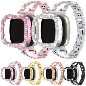 Bling Metall Uhrenarmband für Fitbit Versa 4 3 2 1 Sense 1 2 Strap +PC Diamantgehäuse - Bild 1 von 41
