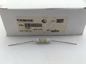 (10 pcs) 7CJ5K1 Ohmite, 7 Watt 5.1K Ohm 5%, Wirewound Resistor (Axial) - Picture 1 of 1