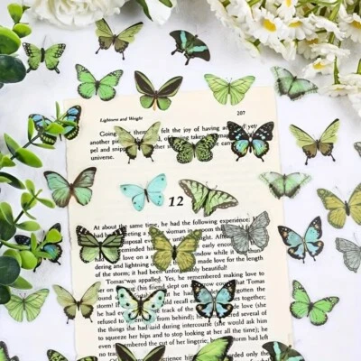 20 feine lebendige Schmetterlingsaufkleber in Grün - Bild 1 von 4