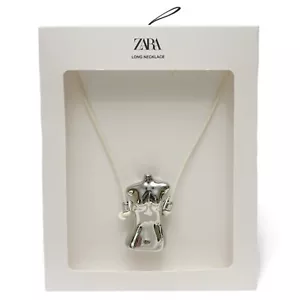 Zara Polished Silvertone Female Nude Figure Torso Long Necklace NEW 1856/042 - Picture 1 of 5