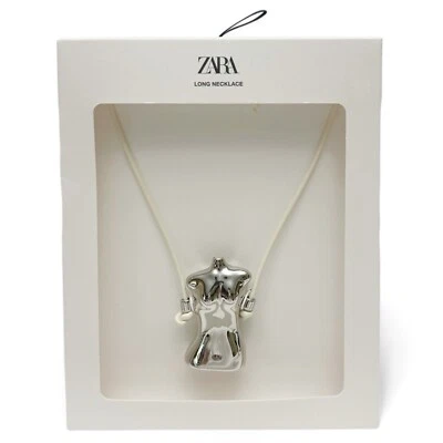 Zara полированный серебристый женский голая фигурка туловище длинное ожерелье новый 1856/042 - Изображение 1 из 4