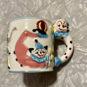 Vintage 1950s Ceramic Baby Cup Circus Clown Theme Grantcrest Hand-Painted JAPAN - Picture 1 of 4