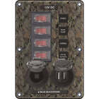 Blue Sea 4324 Circuit Breaker Switch Panel 4 Postion - Camo w/12V Socket Dual US