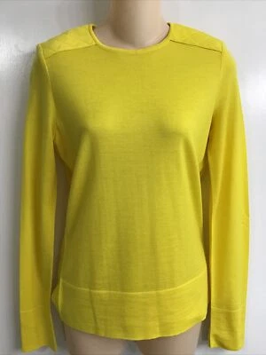 Suéter Burberry Amarillo Cuello Redondo Damas Lana Merino Fina Manga Larga Talla M Foto 1 de 4