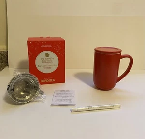 David's Tea 16oz Nordic Tea Mug W/Infuser & Lid Red Customizable Personalizable - Picture 1 of 9