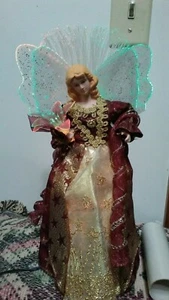 TOPPER DE ÁRBOL DE ÁNGEL DE FIBRA ÓPTICA VINTAGE DE 12 PULGADAS DE ALTO - Imagen 1 de 6