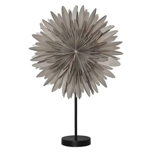 Tischlampe mit Weihnachtsstern Papier Dekostern beleuchtet in Beige und Schwarz - Bild 1 von 4