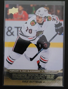2023-24 upper deck series 1  Gold Debut Dates Cole Guttman Blackhawks #DD-22