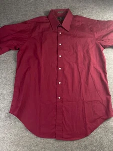Vintage Givenchy Monsieur Mens short Sleeve button up shirt maroon red size 16.5 - Picture 1 of 10