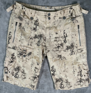 DA-NANG Women's Size S Beige Silk Blend Cargo Embroidered Bermuda Shorts