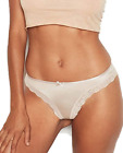 Women's Lace Trim Panties G-String Back Criss Cross Mid Rise Size M Nude Nwt