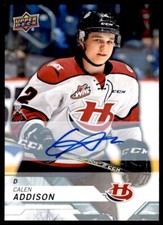 2019-20 UPPER DECK CHL AUTOGRAPHS CALEN ADDISON LETHBRIDGE HURRICANES #48