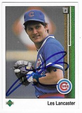 LES LANCASTER 1989 UPPER DECK AUTOGRAPHED SIGNED # 84 CHICAGO CUBS