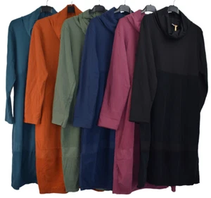 Ladies Italian Lagenlook Winter Roll Neck Long Sleeve Cord Panel Tiered Dress. - Picture 1 of 9