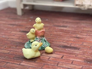 Miniature Easter chick ceramic sculpture with plastic chick and egg - Picture 1 of 5