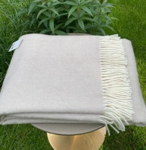 Manta Lana Cuadros 140x200cm Manta Beige Color Lana Ecológica 100% - Imagen 1 de 9