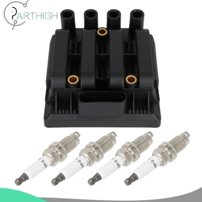 Ignition Coil and Spark Plugs For Volkswagen Golf Jetta City 2.0L 2007-09 UF484 - Image 1 of 4