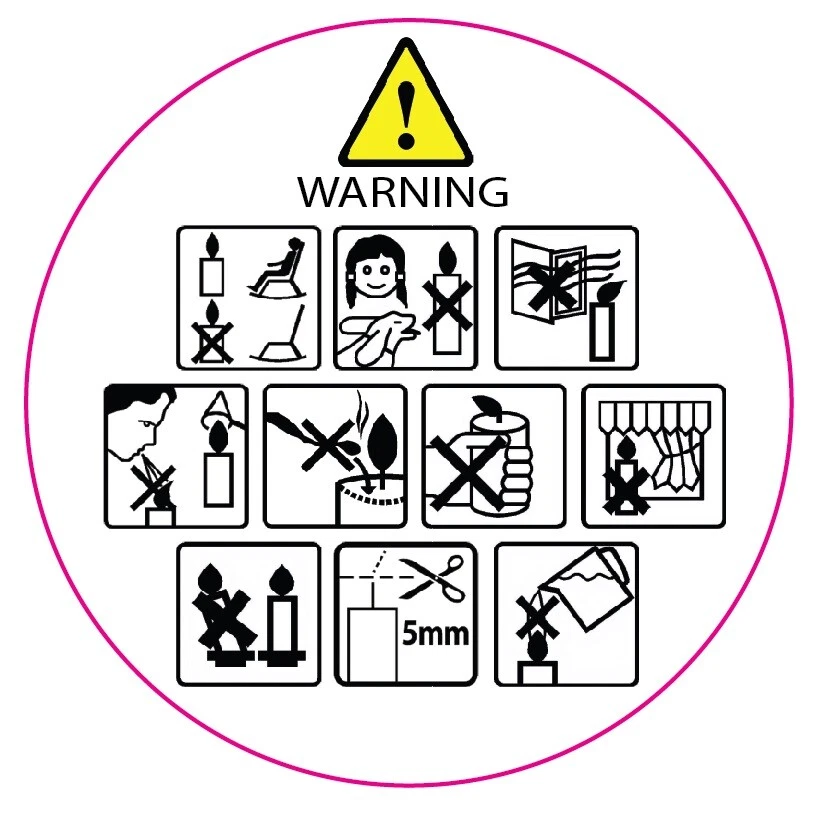 Candle Pictogram Warning Labels  45mm Diameter x 144 - Image 1 of 1