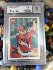 2010 Topps Pro Debut Prospect Mike Trout Pre-Rookie On Card AUTO JSA BGS 7.5/10