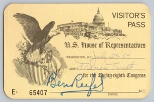 1964 House Pass 88th Congress Issued By Ben Reifel South Dakota Congressman - Picture 1 of 2