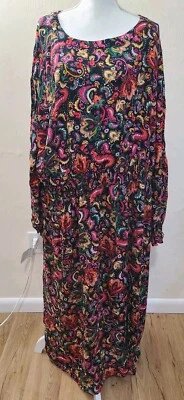 Nuevo con etiquetas Vestido Croft Barrow Midi Cintura Calada Multicolor Estampado Paisley 4X $60 Foto 1 de 4