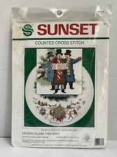 SUNSET Dickens Village Tree Skirt Counted Cross Stitch Christmas Kit 18317