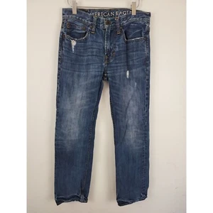 American Eagle Slim Straight Jeans 28/30 Mens High Rise Distressed Medium Wash - Picture 1 of 5
