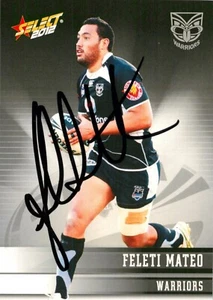 Signed 2012 New Zealand Warriors NRL Select Champions Card - Feleti Mateo - Picture 1 of 3