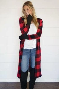 Blakeley Designs Buffalo Check Thumbhole Cardigan Sweater Women's size 4XL  NWT - Picture 1 of 11