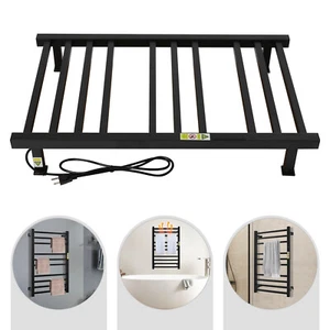 Stainless Steel Square Wall Mounted Bathroom Towel Warmer Black - Picture 1 of 18