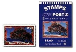 MINT 1996 NEW ZEALAND NZ AIR POST RED TREE $5 P&S STAMP BOOKLET - Bild 1 von 2