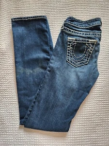 True Religion Johnny Super T Denim Jeans Double Thick Stitch World Tour Women 26 - Picture 1 of 13