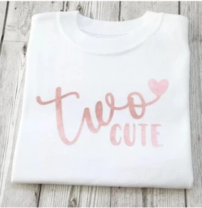 Second Birthday Girls T-shirt 2nd Birthday Top Two Cute rose gold - Picture 1 of 1