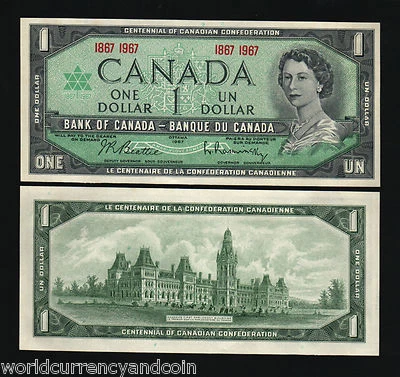 CANADA 1 DOLLAR P-84a 1967 QUEEN Elizabeth QE II COMMEMORATIVE UNC CANADIAN NOTE - Image 1 of 3