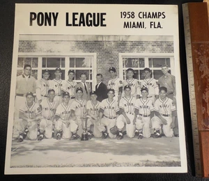 RARE ORIG 1958 Pony League Champs Miami Fl team picture card from broken set - Picture 1 of 6