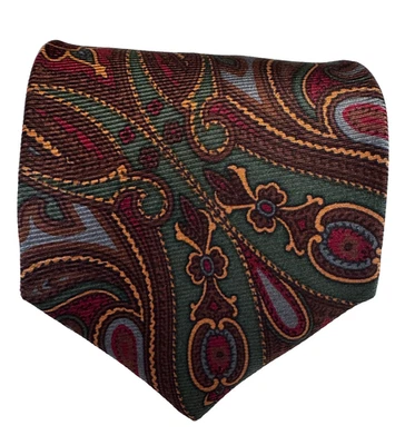 Gravata masculina de seda Paisley Sulka 57L 3W fabricada na França - Imagem 1 de 4