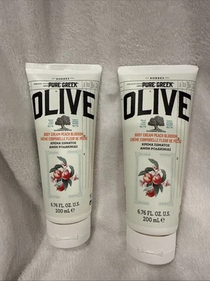 Set Of 2 KORRES Pure Greek Olive Body Cream Peach Blossom, - New and Sealed - Image 1 of 2