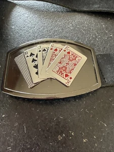 River Island Belt Buckle With Leather Strap Poker Cards - Picture 1 of 5