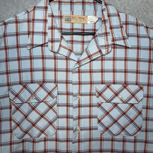 VINTAGE Big Mac Blue & Red Striped Shirt Adult 2XLT Mens Western Work Since 1922 - Picture 1 of 6