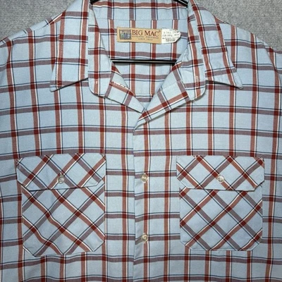 VINTAGE Big Mac Blue & Red Striped Shirt Adult 2XLT Mens Western Work Since 1922 Foto 1 de 4