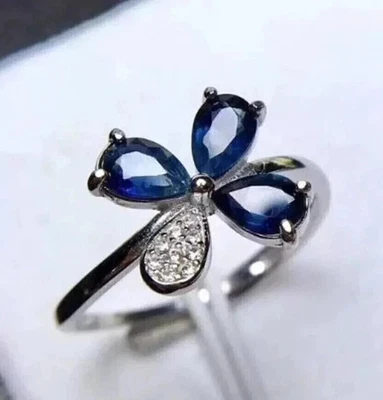 Art Deco Style Lab-Created Diamond Sapphire Wedding Ring 14k White Gold Plated - Image 1 of 4