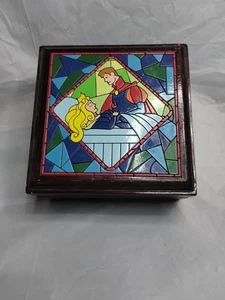 Walt Disney Sleeping Beauty Keepsake Trinket Box Wooden w/ Mosaic Design - RARE - Picture 1 of 6