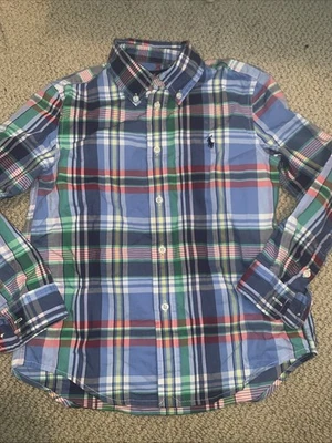 Polo Ralph Lauren Niño Pequeño A Cuadros Botones Azul Talla 6 Foto 1 de 2
