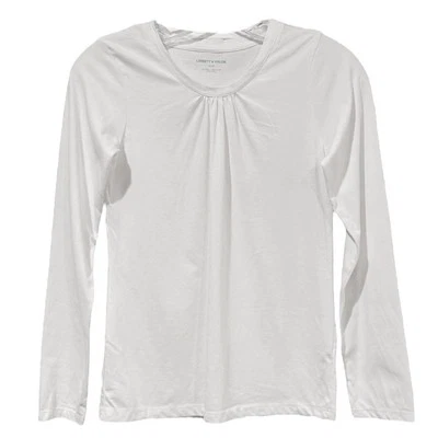 Liberty And Valor Girl’s Pleated Neck Long Sleeve White T-Shirt Size 14/16 - Image 1 of 4