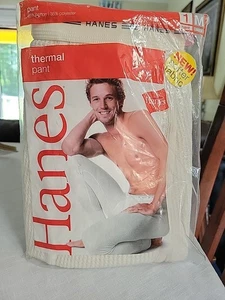 Vintage Hanes Herren Thermohose 2000er NEU in Tasche Größe M Baumwollmischung off white - Bild 1 von 3