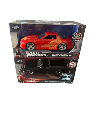 Fast & Furious Mazda RX-7 & 67’ El Camino Collector Car Diecast 1:32 Scale Jada - Image 1 of 4