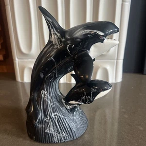 Cook Company Fine Art Sculpture Figurine Orca Killer Whales - Picture 1 of 7