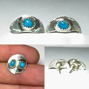 12 kt Tw natürliche unbehandelte persische Türkis 925 Sterlingsilber Ohrstecker - Bild 1 von 8