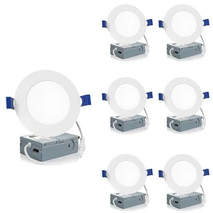 6 Pack 4 Inch LED Recessed Ceiling Light with Junction Box, 2700K/3000K/3500K... - Picture 1 of 7