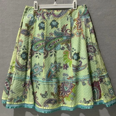 CYNTHIA STEEFE Skirt Women Sz 6 Yellow Paisley Pastel Pixiecore A-Line Barbie - Image 1 of 4